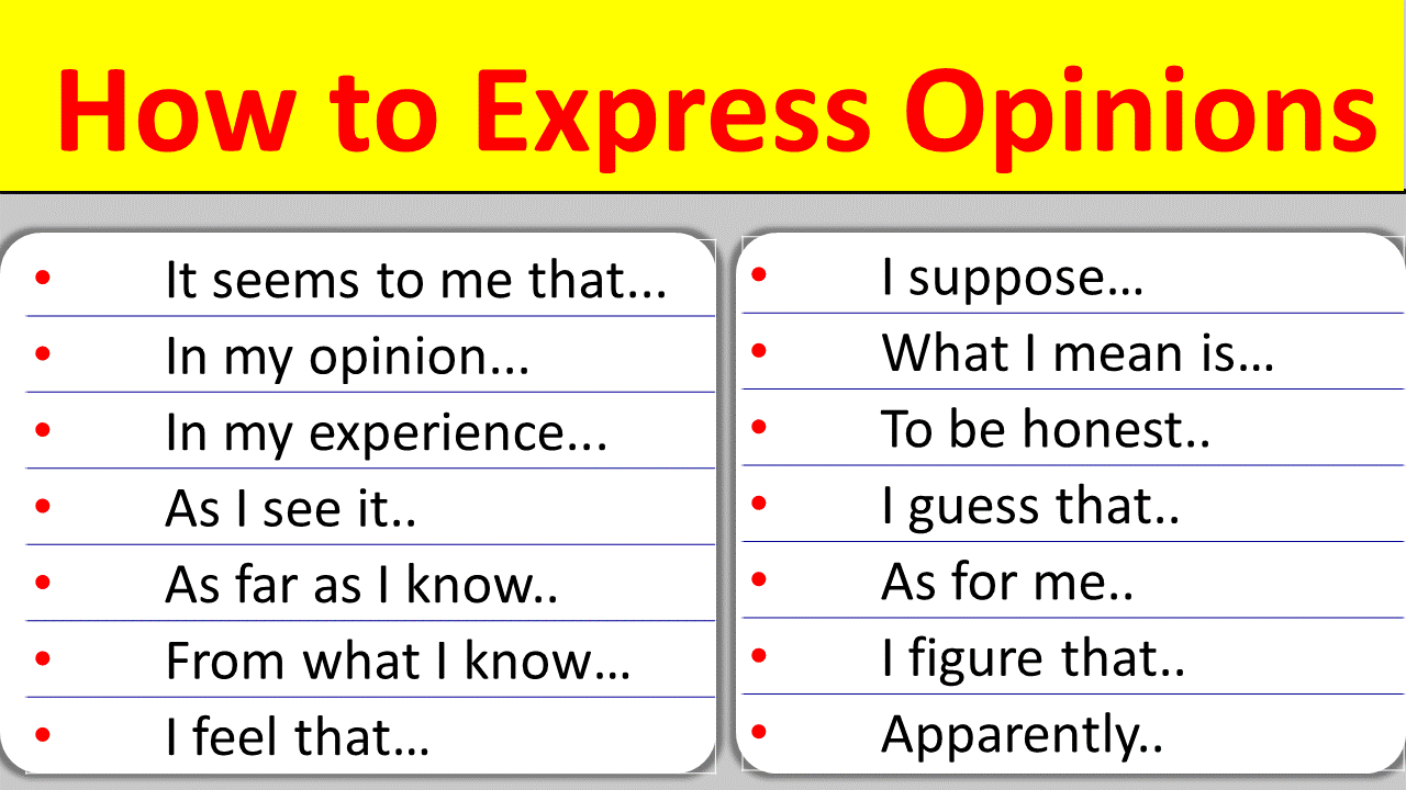 English Phrases For Expressing Opinions In English